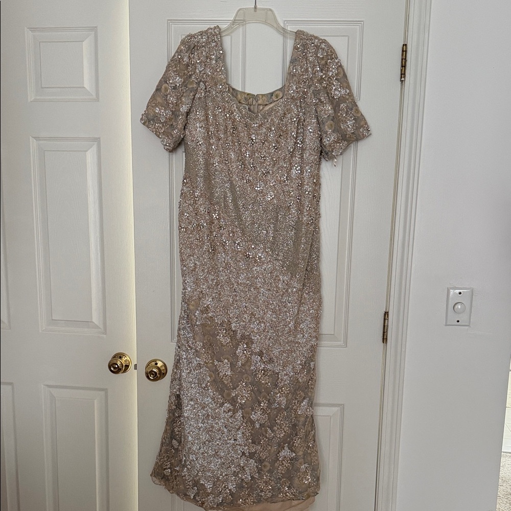 Embellished Champagne Sequin Maxi Dress